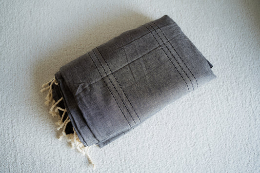 Maxi Fouta Noire chinée - multi-usages