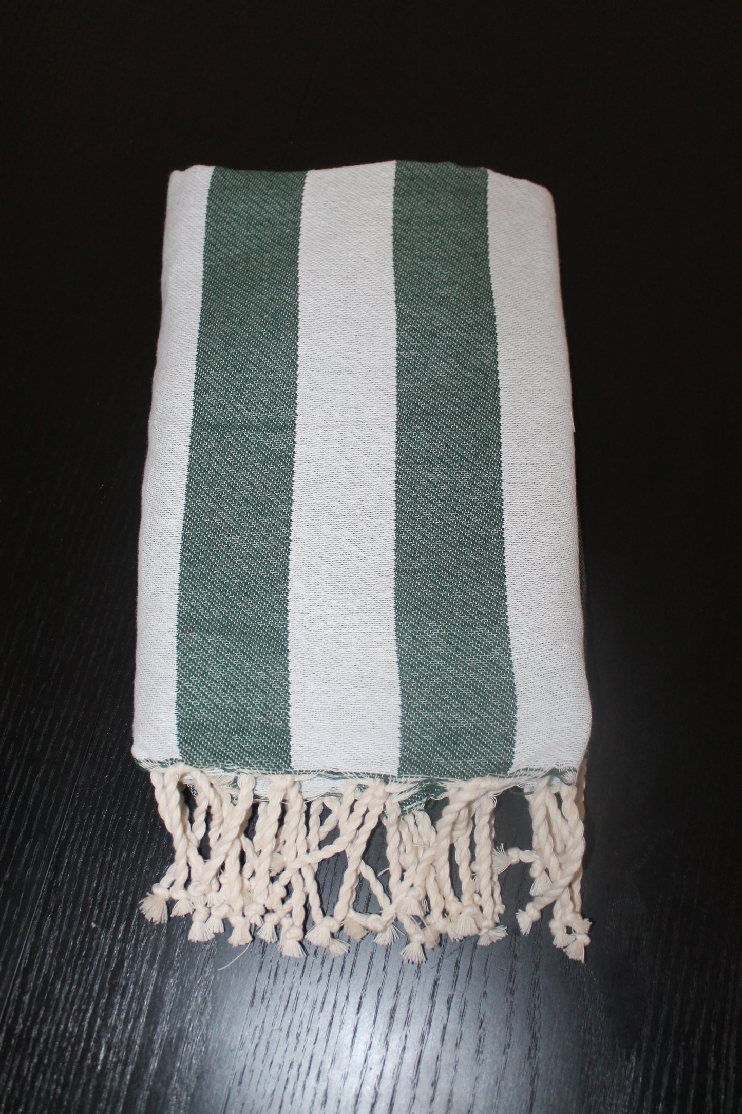 Fouta rayée vert bouteille - Multi-usages