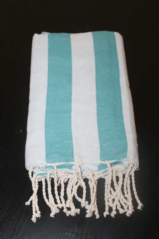 Fouta rayée vert sarcelle - Multi-usages